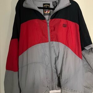 JCPenney USA Olympic Black, Red, and Gray Windbreaker